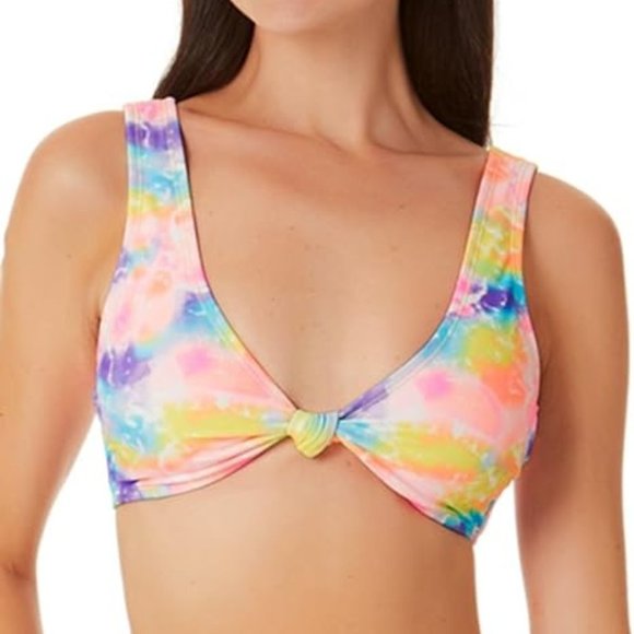 California Waves Tie Dyed Knotted Bralette Bikini Top - Picture 1 of 9